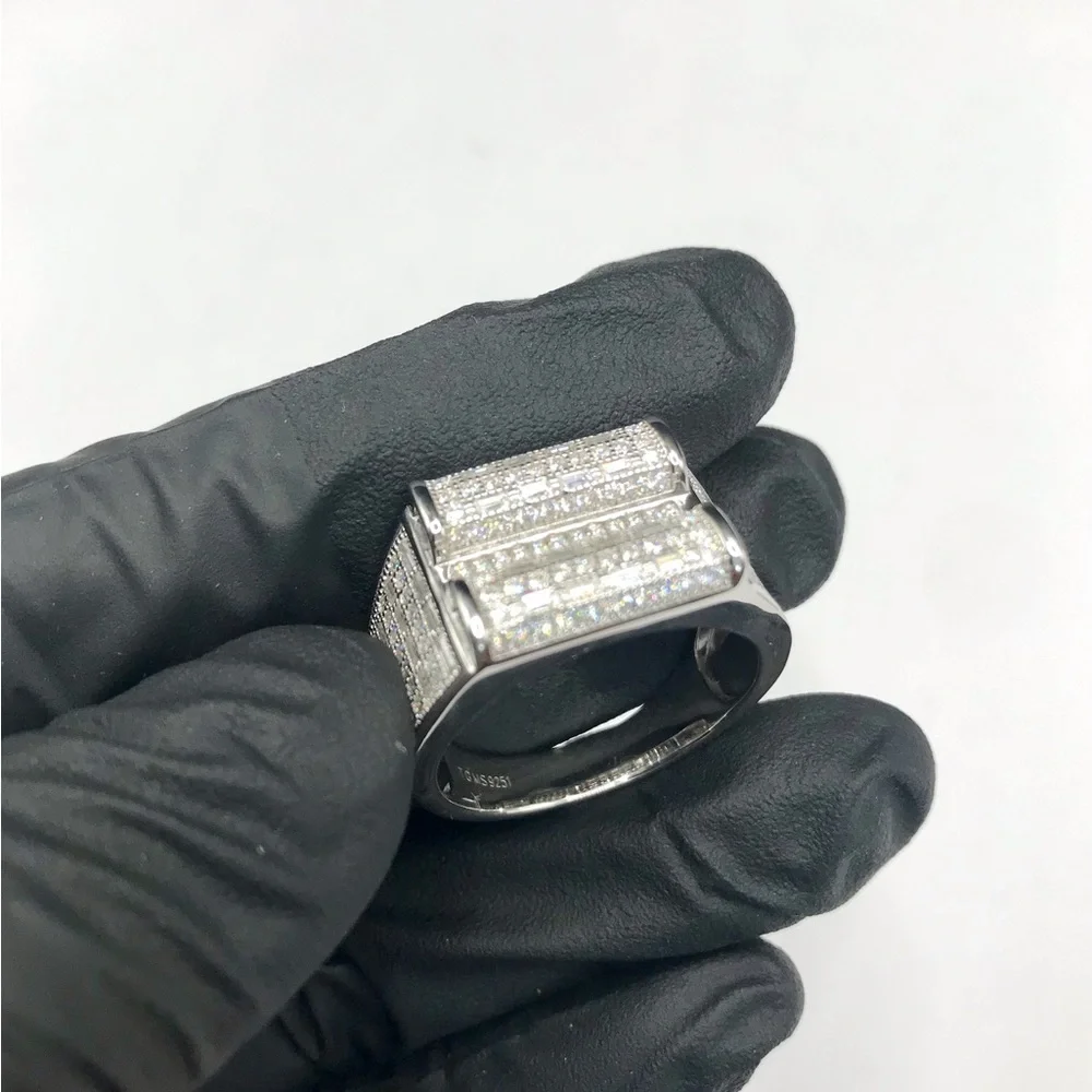925 Sterling Silver 1.80CT MOISSANITE Iced Out Men’s Ring Size 10 or 11